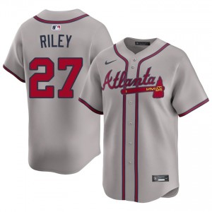 Mens ATL Bravos Austin Riley #27 Gray Limited Jersey 802248-674