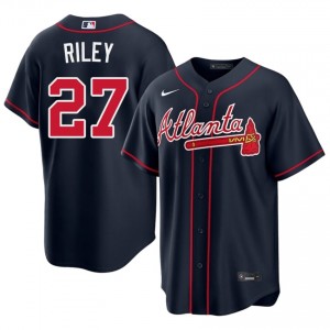 Mens Braves Austin Riley #27 Navy Player Jerseys 141905-601