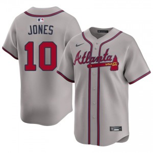 Men Braves Country Chipper Jones #10 Gray Stitched Jerseys 903111-934