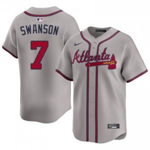 Mens ATL Braves Dansby Swanson #7 Gray Popular Jerseys 869817-575