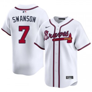 Mens Atlanta Braves Dansby Swanson #7 White Replica Jerseys 290816-666