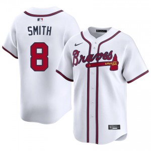Mens Bravos Dominic Smith #8 White Limited Jerseys 705115-119
