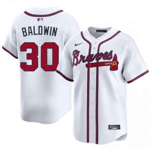 Men ATL Bravos Drake Baldwin #30 White Stitched Jersey 503855-926