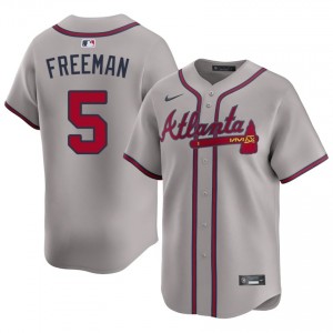Mens Bravos Freddie Freeman #5 Gray Game Jerseys 320673-864