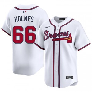 Men ATL Braves Grant Holmes #66 White New Jersey 748394-901