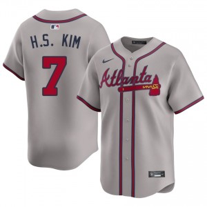 Mens ATL Braves Ha-Seong Kim #7 Gray Player Jersey 508607-110
