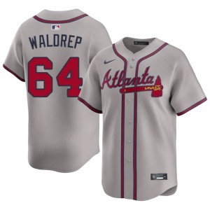 Men's ATL Bravos Hurston Waldrep #64 Gray Game Jersey 670748-403