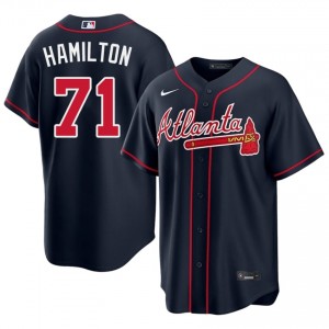 Men ATL Bravos Ian Hamilton #71 Navy Embroidery Jersey 693133-731
