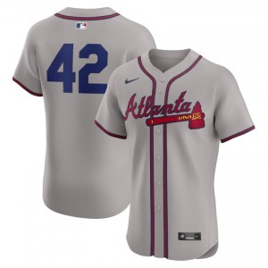 Men's Atlanta Braves Jackie Robinson Day #42 Gray Embroidery Jersey 901492-180