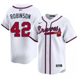 Mens Bravos Jackie Robinson #42 White Replica Jersey 836015-670