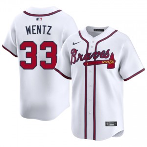 Men's ATL Braves Joey Wentz #33 White Player Jersey 830109-173