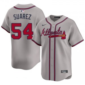 Mens Atlanta Braves Jose Suarez #54 Gray MLB Jersey 958064-179