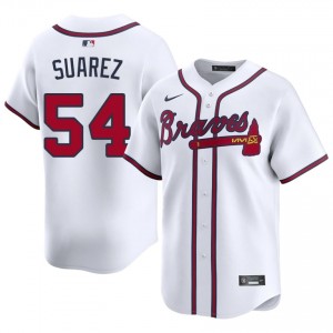 Men ATL Bravos Jose Suarez #54 White Official Jersey 858682-529