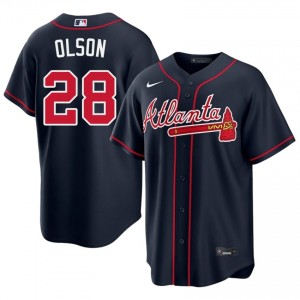 Men's Atlanta Braves Matt Olson #28 Navy Official Jersey 324848-672