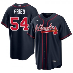 Mens Atlanta Bravos Max Fried #54 Navy New Jersey 510977-141