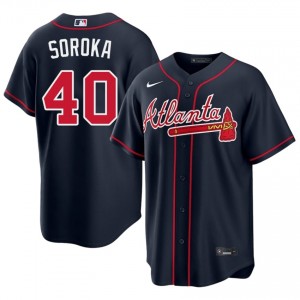Men ATL Mike Soroka #40 Navy Player Jerseys 874280-859