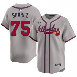 Men's ATL Robert Suarez #75 Gray Replica Jerseys 750900-708