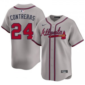 Mens Bravos William Contreras #24 Gray Embroidery Jersey 622918-688