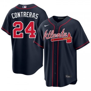 Men ATL Braves William Contreras #24 Navy Popular Jerseys 768971-323