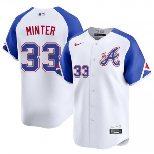 Mens Braves Country A.J. Minter #33 City Connect White Replica Jersey 516898-107