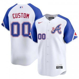 Mens ATL Bravos Custom #00 City Connect White Replica Jersey 638023-102