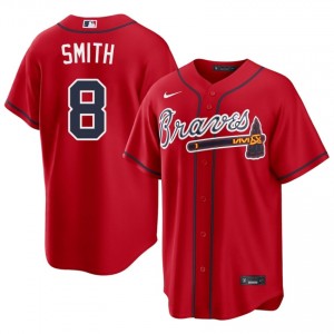 Men's ATL Dominic Smith #8 Red Stitched Jerseys 479140-547