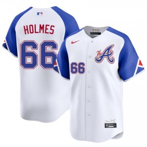 Men's ATL Bravos Grant Holmes #66 City Connect White Authentic Jerseys 353721-627