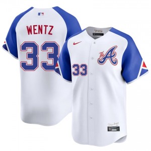 Men ATL Bravos Joey Wentz #33 City Connect White Authentic Jersey 879087-587