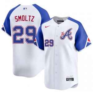 Men's Bravos John Smoltz #29 City Connect White MLB Jerseys 740487-955