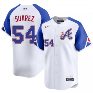 Men Atlanta Braves Jose Suarez #54 City Connect White Authentic Jersey 279182-371