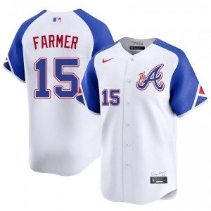 Mens Braves Country Kyle Farmer #15 City Connect White Limited Jersey 973372-970