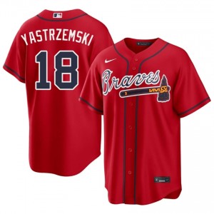 Men's Braves Mike Yastrzemski #18 Red Player Jerseys 216655-158