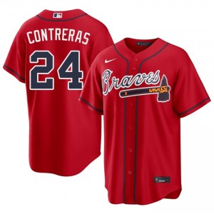 Men Atlanta Braves William Contreras #24 Red Replica Jerseys 982758-258
