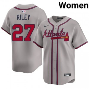 Women Atlanta Braves Austin Riley #27 Gray Popular Jerseys 219086-398