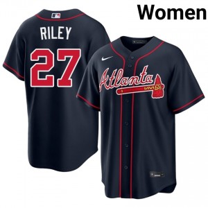 Women's Atlanta Bravos Austin Riley #27 Navy Game Jerseys 899138-526