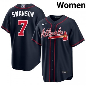 Women's Bravos Dansby Swanson #7 Navy New Jersey 841849-196