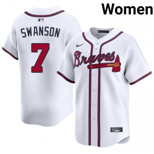 Womens Braves Dansby Swanson #7 White Embroidery Jersey 539234-489