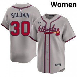 Womens ATL Drake Baldwin #30 Gray Popular Jersey 442442-582