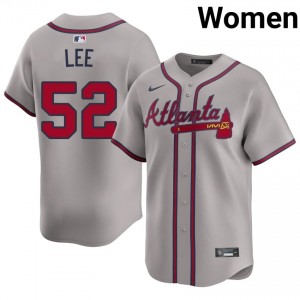 Women Braves Dylan Lee #52 Gray Replica Jersey 479008-779