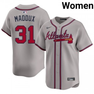 Women's Atlanta Braves Greg Maddux #31 Gray 2026 Jersey 950906-640