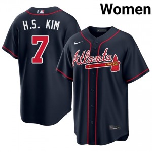 Women's Braves Ha-Seong Kim #7 Navy MLB Jerseys 484880-624
