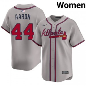 Women's Braves Country Hank Aaron #44 Gray Stitched Jersey 234798-995