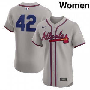 Womens ATL Braves Jackie Robinson Day #42 Gray 2026 Jerseys 738552-980