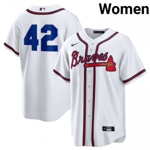 Women Braves Country Jackie Robinson Day #42 White Stitched Jersey 383694-842