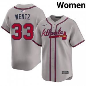 Women ATL Joey Wentz #33 Gray MLB Jersey 960141-617