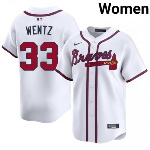 Women's Atlanta Bravos Joey Wentz #33 White MLB Jerseys 133401-989
