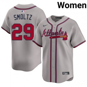 Women's Braves John Smoltz #29 Gray Replica Jerseys 154541-646