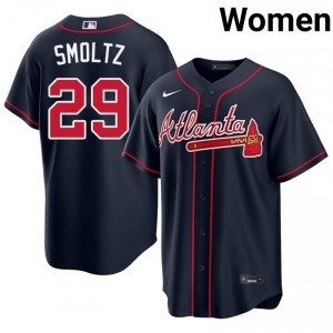 Women Braves Country John Smoltz #29 Navy Replica Jersey 681758-384