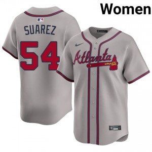 Women's Atlanta Bravos Jose Suarez #54 Gray Popular Jerseys 448461-520