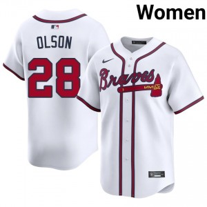 Women Atlanta Bravos Matt Olson #28 White Game Jersey 287919-500